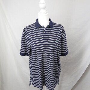 Polo Ralph Lauren Navy & White Striped Polo Shirt | Size M 100% cotton